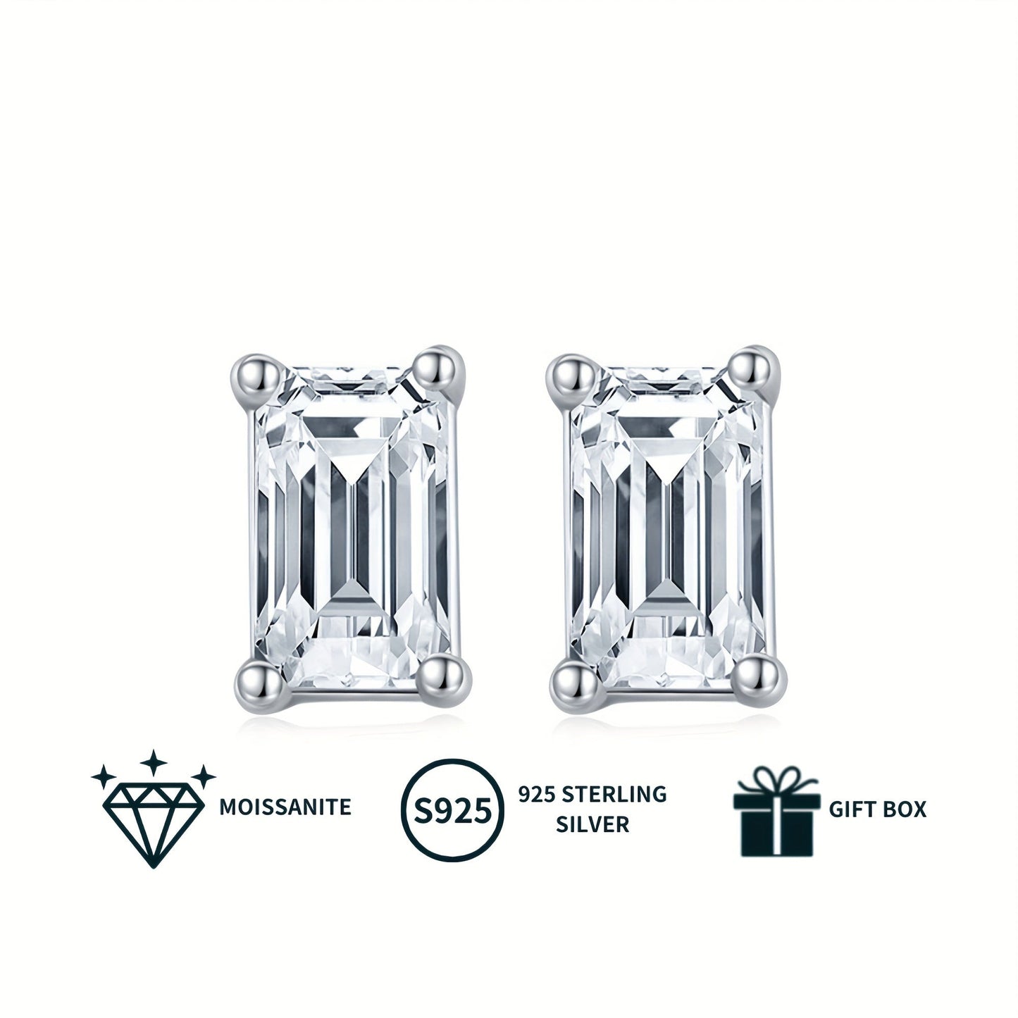 Add a touch of elegance with the PROLIANCE Elegant Moissanite Jewelry Set. This classic set includes a rectangular pendant necklace and stud earrings, both made with 925 sterling silver plating. Choose from 1.0-2.0CT for the pendant and 0.5-1.0CT for the