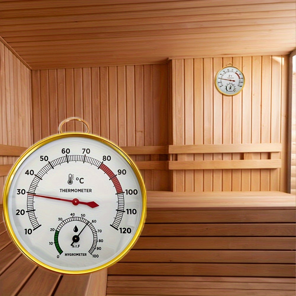 1 SaunaMaster Wall-Mounted Analog Thermometer Hygrometer for Sauna, Steam Room, Pool, and Bathhouse - No Battery Required