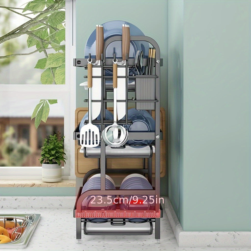 New high-quality carbon steel anti-rust three-layer utensil storage rack is ideal for families.