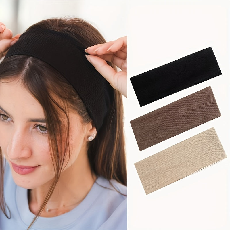 3 Women's Elastic Hair Bands - Non-Slip, Breathable Headbands for Yoga, Daily Wear, Face Washing, and Skincare