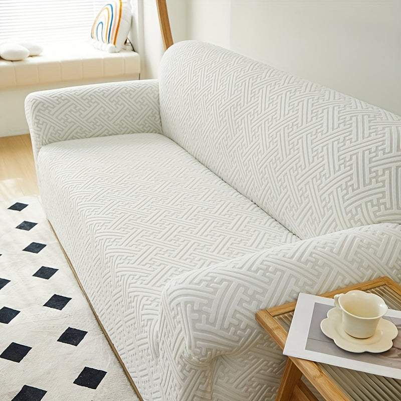 Universal sofa slipcover protects furniture in any room.