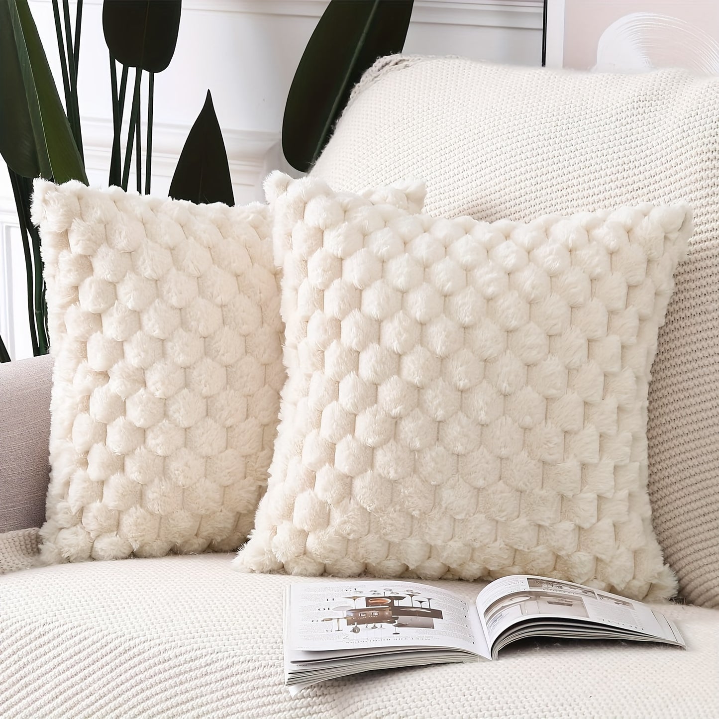 2-Pack of soft faux fur throw pillow covers with zipper closure, machine washable and versatile for home decor or gifting during Christmas.