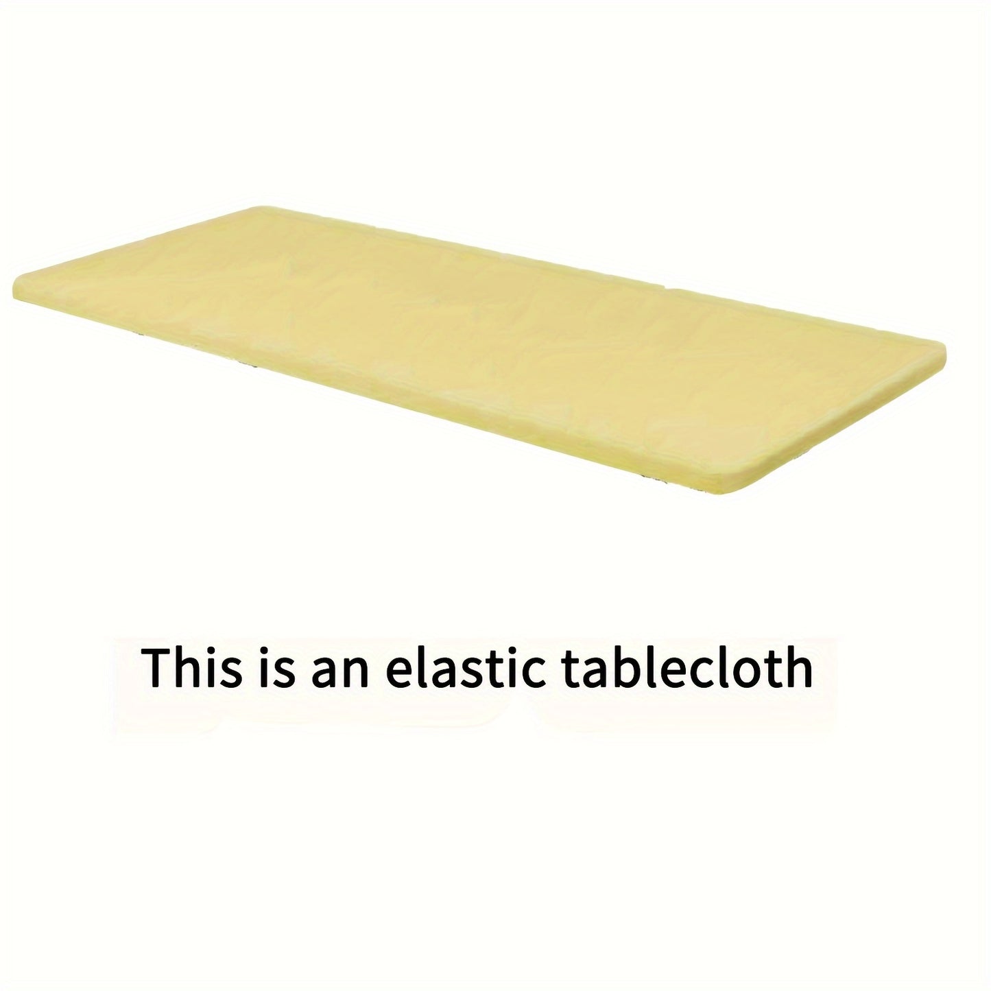 Rectangular half-wrapped polyester tablecloth with elastic edges, perfect for outdoor events and parties.