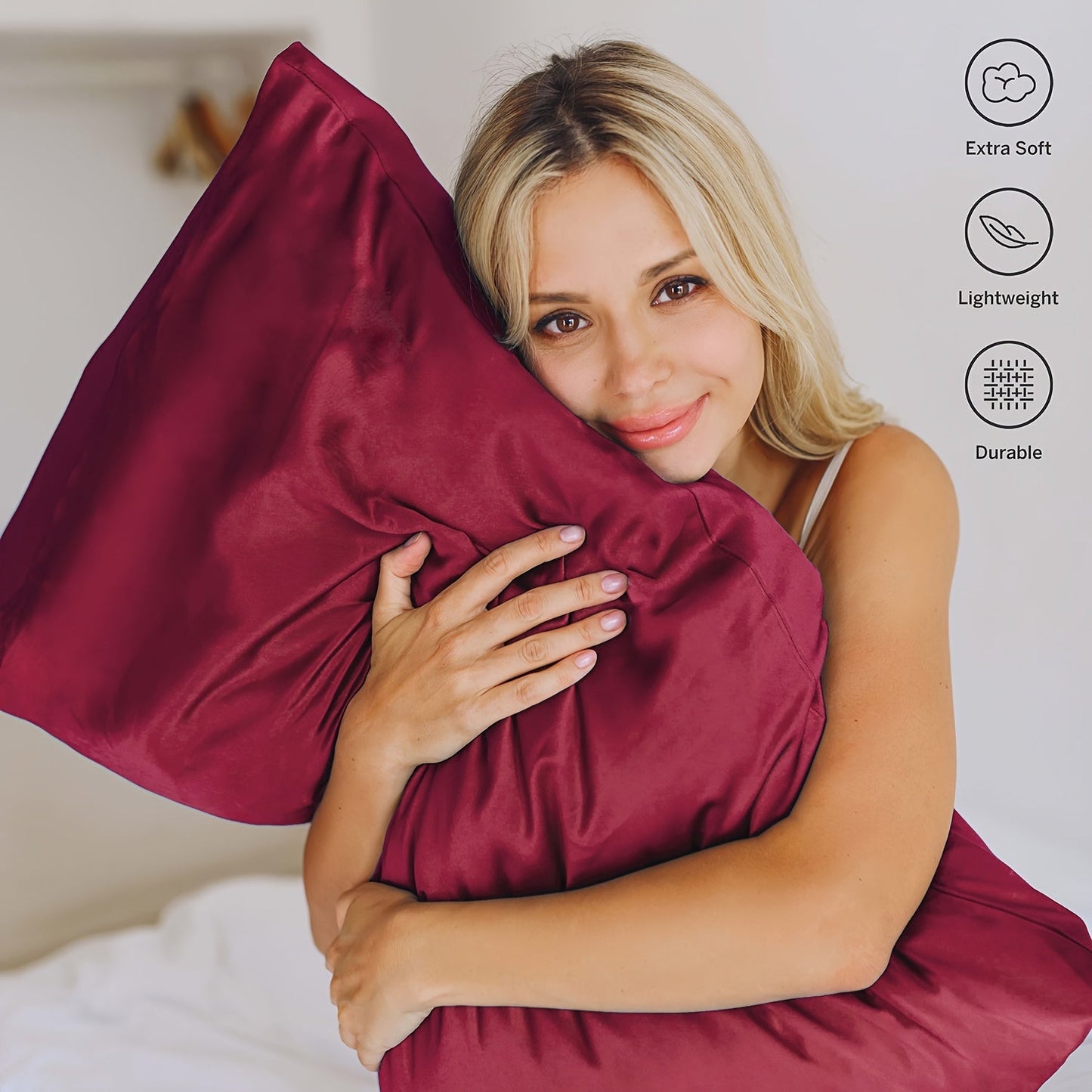 Two pillowcases made of ultra-fine microfiber solid color brushed fabric, fashioned from 100% polyester, perfect for the bedroom. Set includes 2 pillowcases.