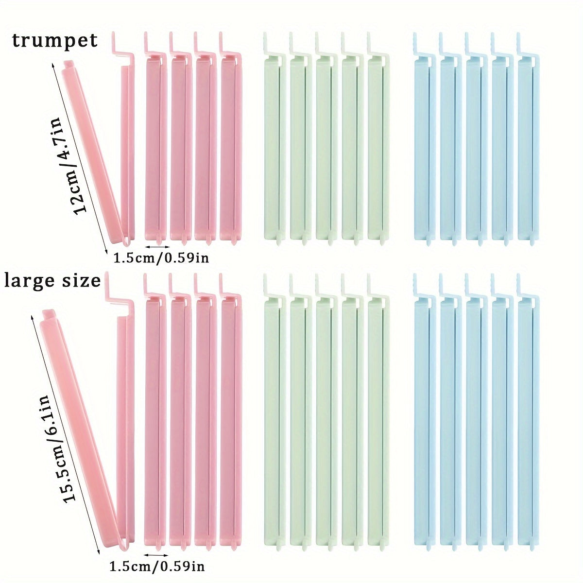 5 or 10 pieces of Food Bag Chip Clips for keeping your food fresh. These airtight sealing clips come in large and small sizes and are perfect for sealing various plastic bags. They are an essential kitchen accessory for organizing and storing food.