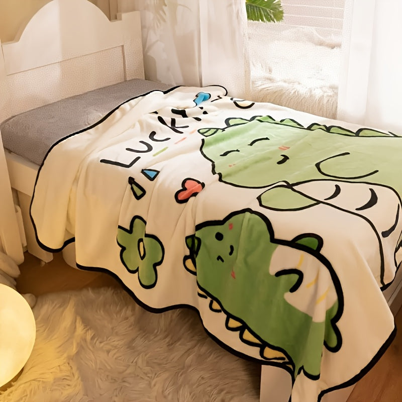 The Ultra-Soft Dinosaur Flannel Throw Blanket measuring 144.78x99.06 cm is perfect for both youngsters and adults. It is ideal for use on the couch, bed, during travel, or while camping. This blanket makes a great gift for Christmas, Halloween, or