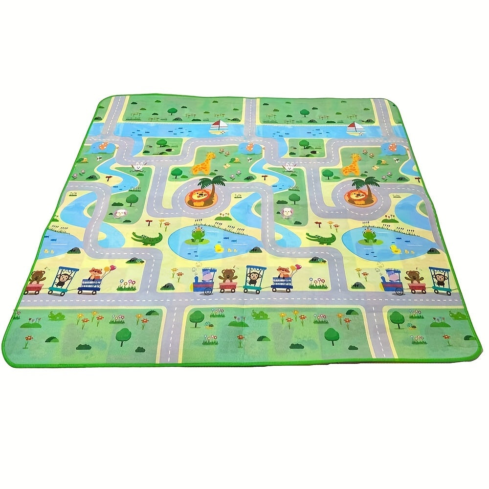 Two-Sided Baby Play Mat, Ideal for Ages 0-3, Measures 200x180cm, Made with PVC Surface, Safe Crawling Mat, Flippable Foam Floor Mat, Educational and Waterproof for Mess-Free Playtime.