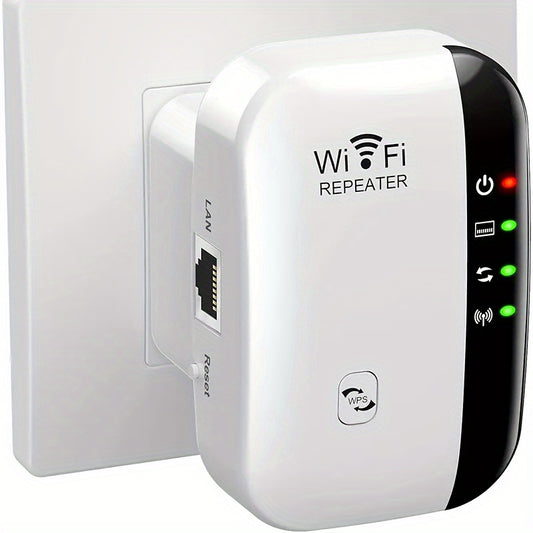 Ourlife N300 WiFi Extender extends internet range up to 2640sq.ft with Ethernet port, one-tap setup, Alexa compatibility, ideal for home and office, European plug.