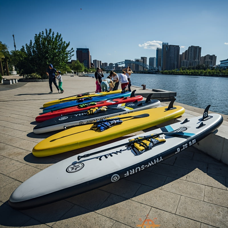 Durable PVC paddle board ideal for water sports like surfing and SUP, perfect for outdoor activities.