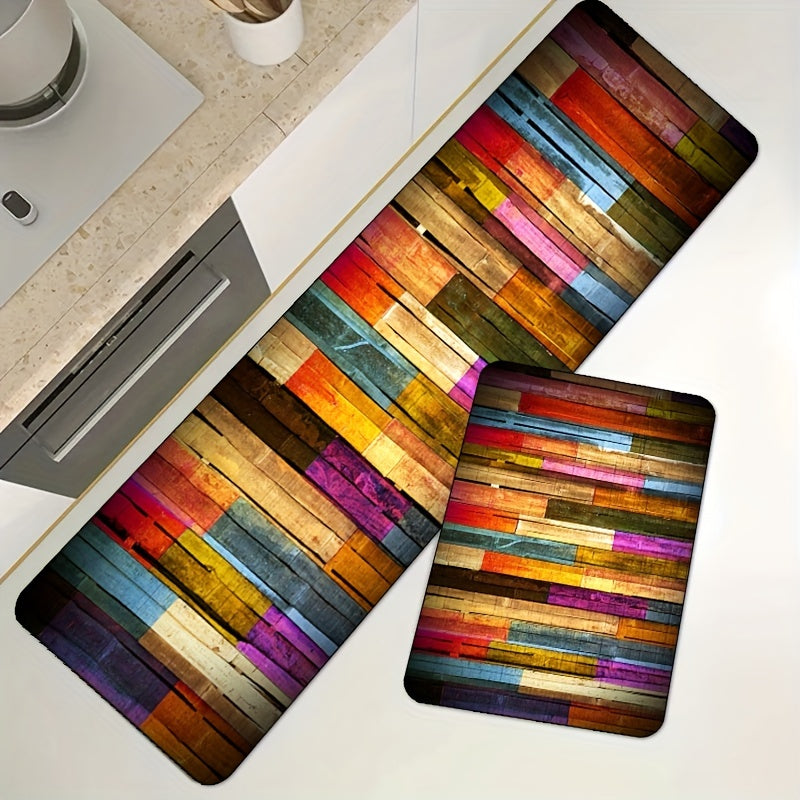 Enhance your kitchen with a colorful geometric floor mat!