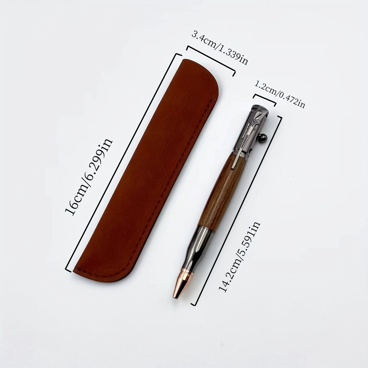 1 ballpoint pen with leather case and rosewood pen holder, suitable for business and student gifts.