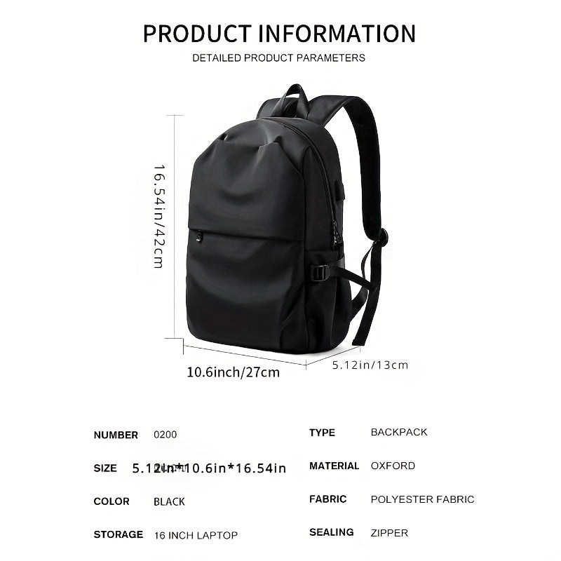 All-in-one men's backpack for travel, business, and daily use - waterproof, spacious, with laptop compartment and USB port.