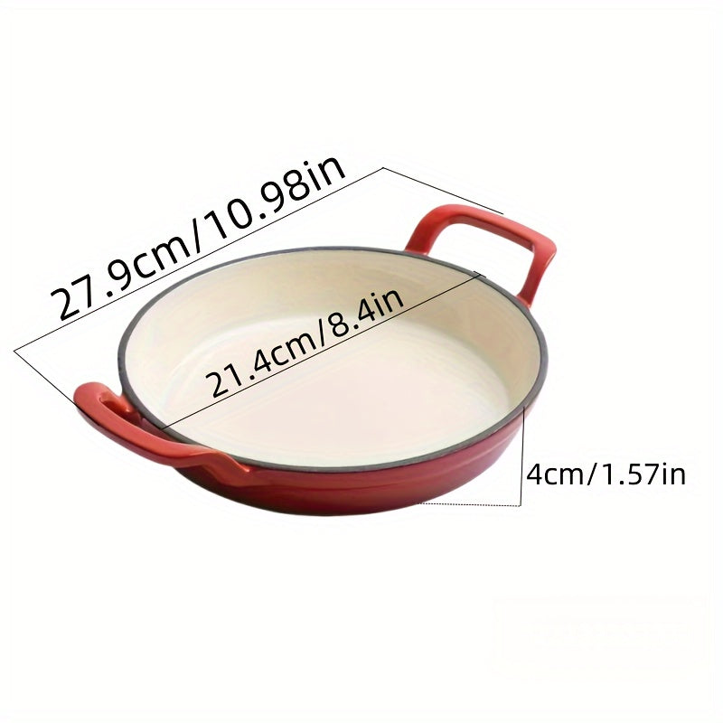 1 piece of a Cast Iron Enamel Frying Pan, Non-Stick Skillet suitable for Gas or Electromagnetic Stoves, ideal for Kitchen Cookware.