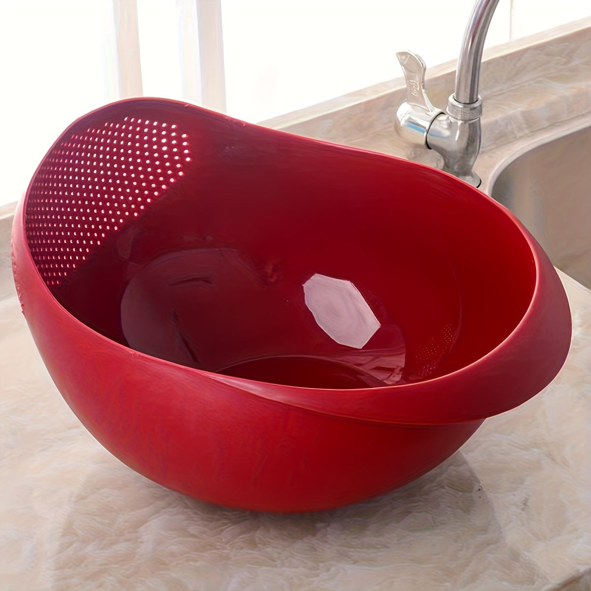 1 piece of Rice Washing Drain Basket, Rice Washing Filter Basket, Creative Rice Washing Sieve, Plastic Rice Colander, Household Rice Washing Basket, Multifunctional Rice Washing Basin, Kitchen Supplies, Kitchen Accessories.