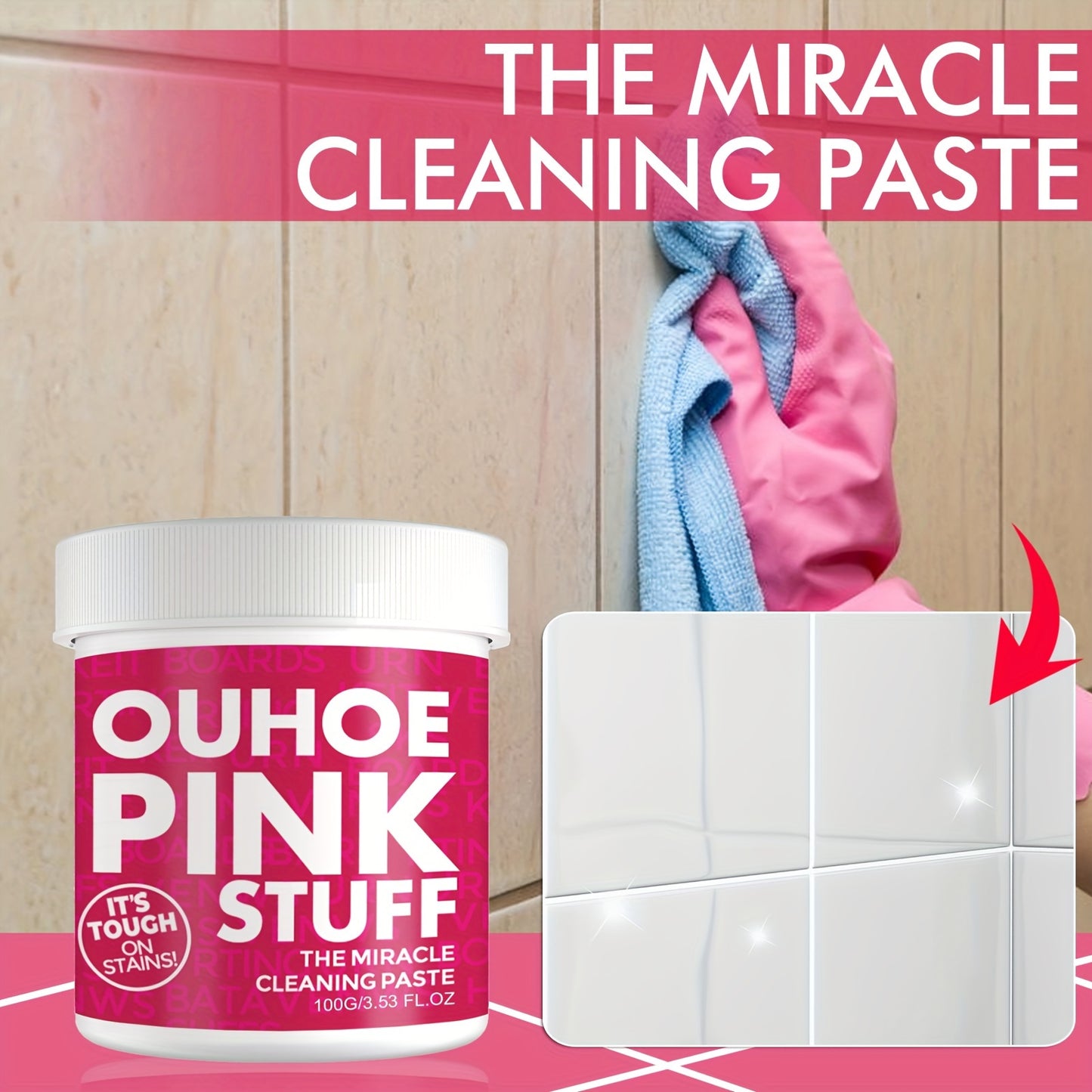 Ouhoe Pink Stuff: The Miracle Cleaning Paste: Tough on Stains, Gentle on Surfaces