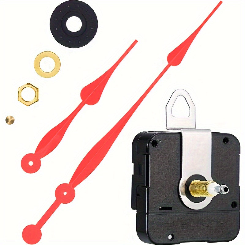 12-Inch Spade Hands Black Plastic Clock Movement with High Torque Long Shaft, Assembly Required