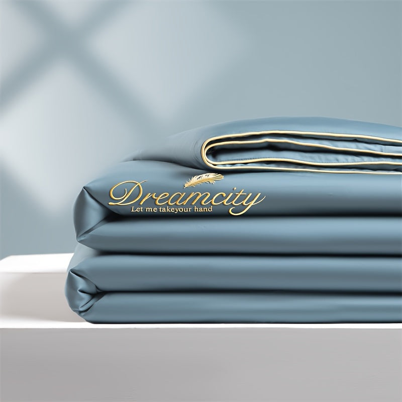 Dreamacity Elegant Summer Quilt - Luxurious Golden Embroidery on Soft, Skin-Friendly 100% Ultrafine Microfiber. Vintage Style Lightweight Cooling Bedding, Machine Washable in Grey. 90g Fabric Weight, Quilting Fabric Only. (Pillowcase & Sheet Not Included)