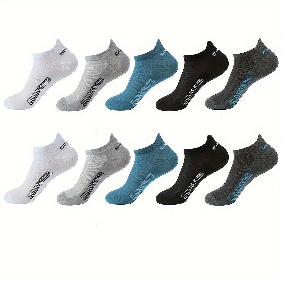 5 pairs of unisex cotton blend crew socks with anti-odor and sweat absorption, perfect for daily wear.