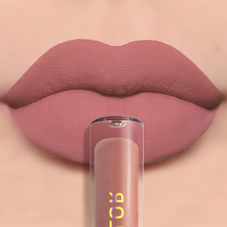 Long-lasting waterproof matte nude lip glaze with high pigment.