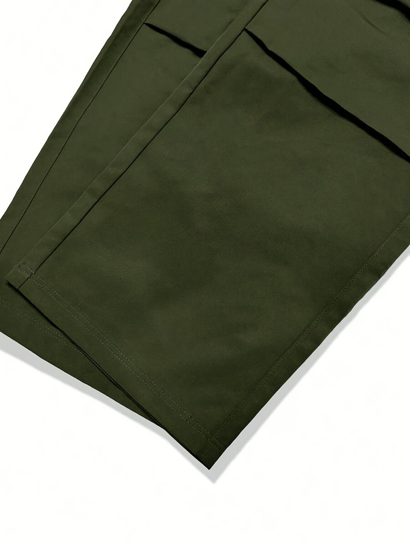 Plus size men's cargo pants in solid color with drawstring waist, multiple pockets, and woven material suitable for all seasons.