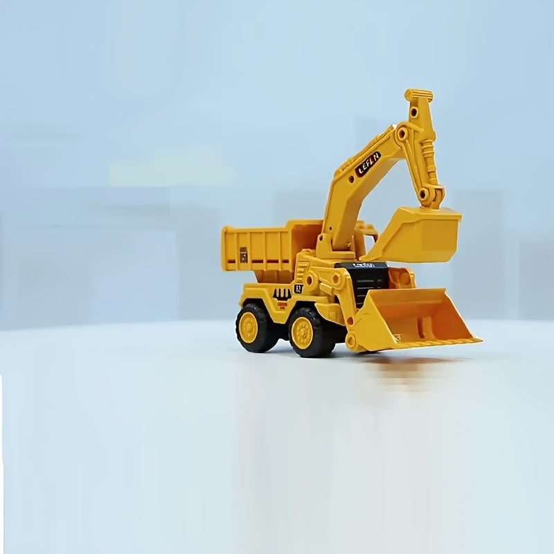 High quality engineering vehicle simulation toy gift for back to school, featuring excavator, bulldozer, and tipper truck in one.