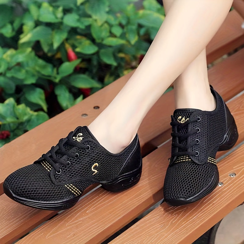 Breathable lace-up low top sneakers for women, ideal for dance and casual outdoor sports.