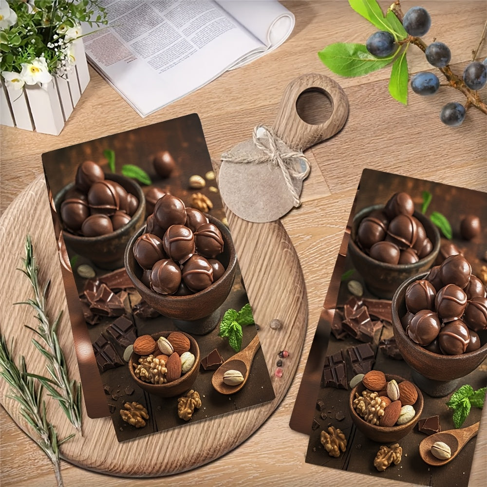 2 pieces of Ultra Soft Kitchen Towels, A set of gourmet chocolate covered nuts for a deliciously crunchy treat, Highly Absorbent Dish Hand Towels perfect for Holiday Decor, Machine Washable, Size: 16x24 Inch - item number 2KYSMF1214054