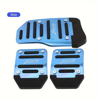 Set of 3 car pedal pads with anti-slip features for accelerator and brake pedals