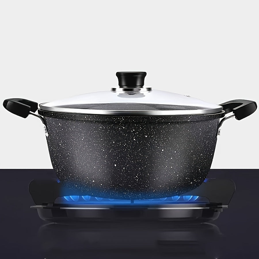 Get ready to elevate your cooking game with the Maifan Stone Non-Stick Soup Pot. This large capacity pot is perfect for stewing and cooking, and can also double as a skillet. Made from durable cast iron, it features a convenient handle for easy