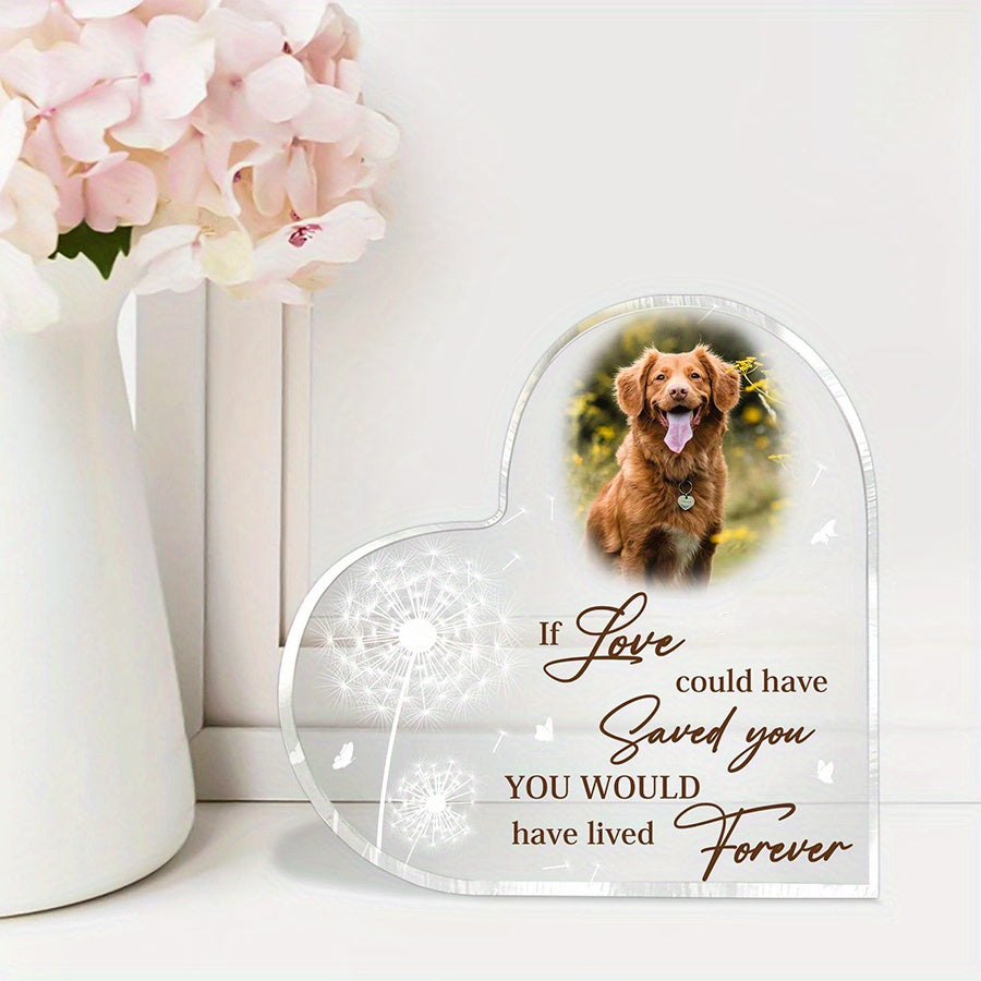 Customized PET Memorial Acrylic Plaque - Thoughtful Gift for Dogs or Cats in Remembrance - Beautiful Desk Decoration to Cherish their Memory, Single Frame