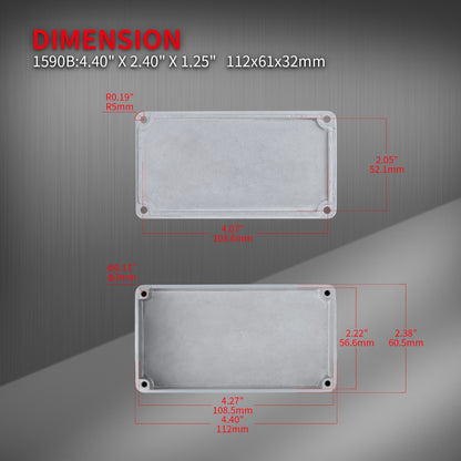 DIY Guitar Pedal Enclosure - Unfinished Aluminum Case for Effects, 1590B size