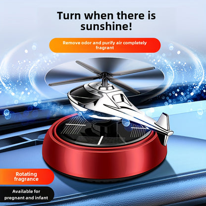 Car perfume diffuser with solar-powered aromatherapy helicopter decoration and air freshener. Ideal car accessory gift.