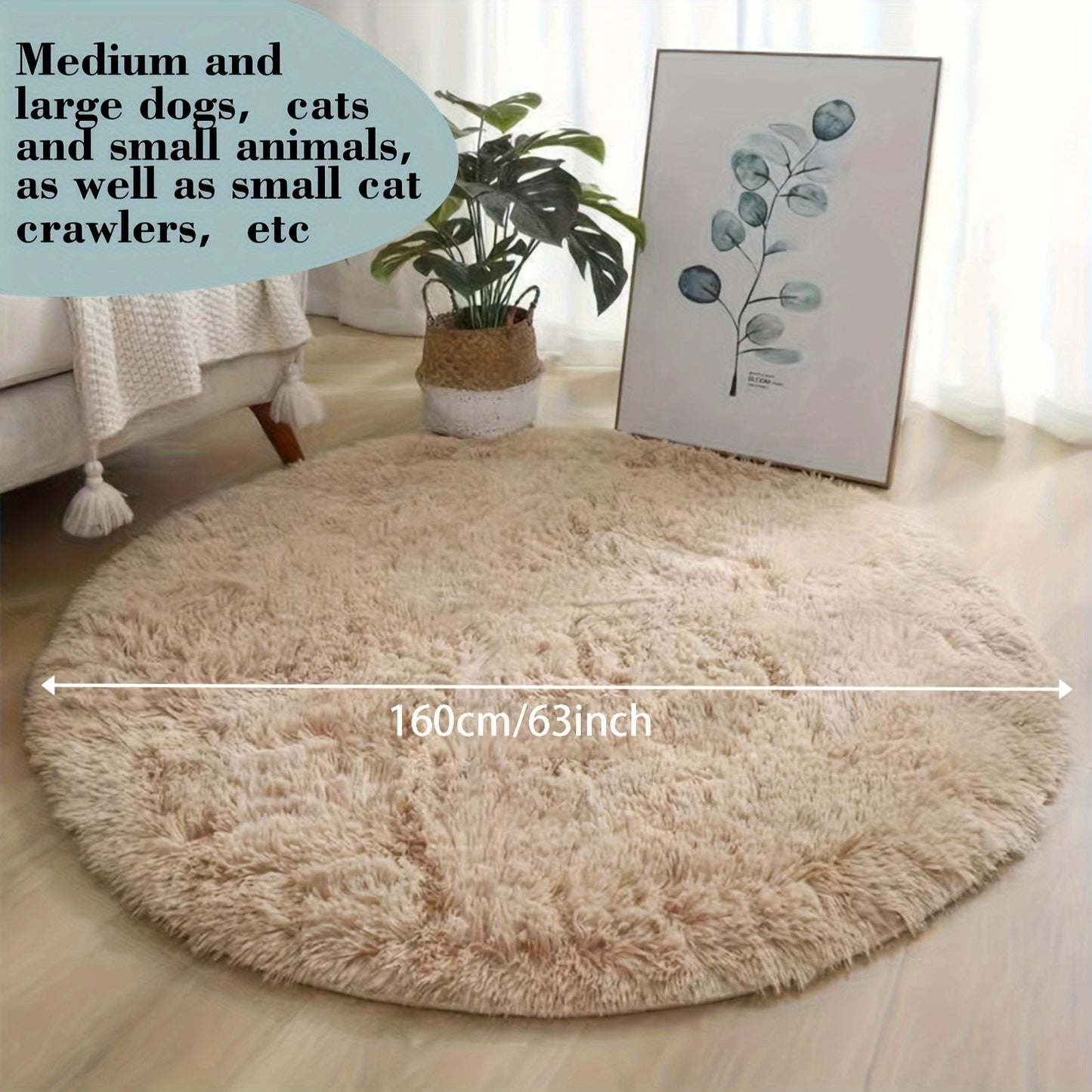 Soft Plush Pet Carpet - Circular, Spacious Rug for Dogs & Cats | Luxurious & Cozy | Water-resistant for Stylish Living Room & Bedroom | 31.5" x 31.5" / 47.2" x 119.89