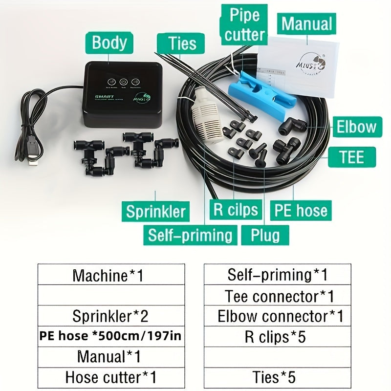 5V USB Smart Sprinkler System with Timed Plant Humidification