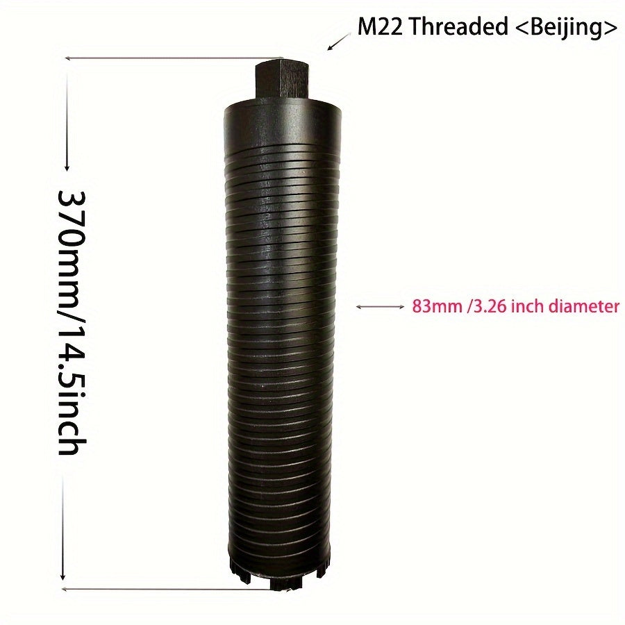 Lie Shanhu M22 Wet/Dry Diamond Core Drill Bits with Steel Bars - Black, Textured Grip for Concrete, Bricks, Blocks & Stones, Durable Painted Finish, Construction Drilling Tools with Ribbed