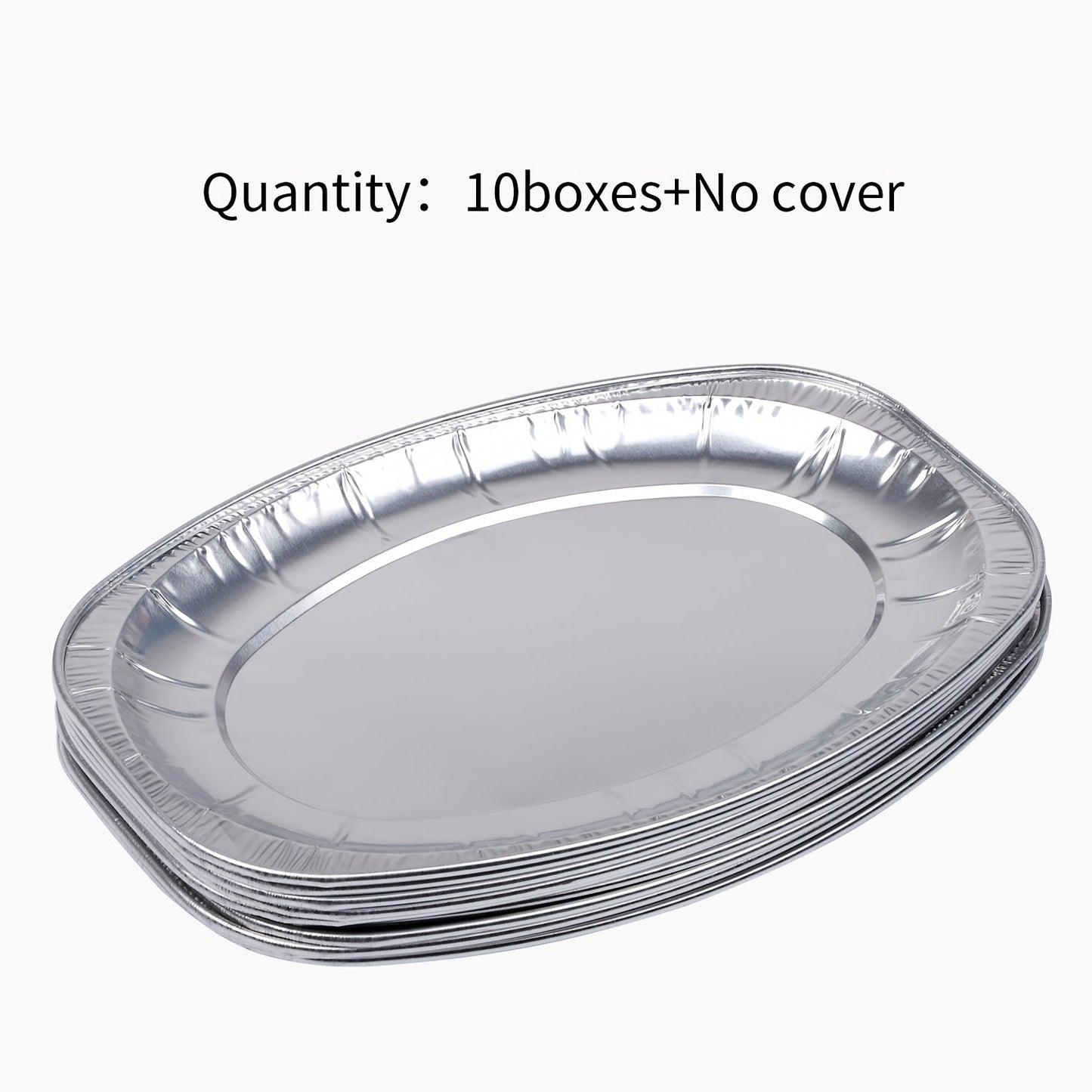 Pack of 10 aluminum foil pans for baking, disposable trays in an oval shape for heating, storage, and outdoor grilling - No electricity required