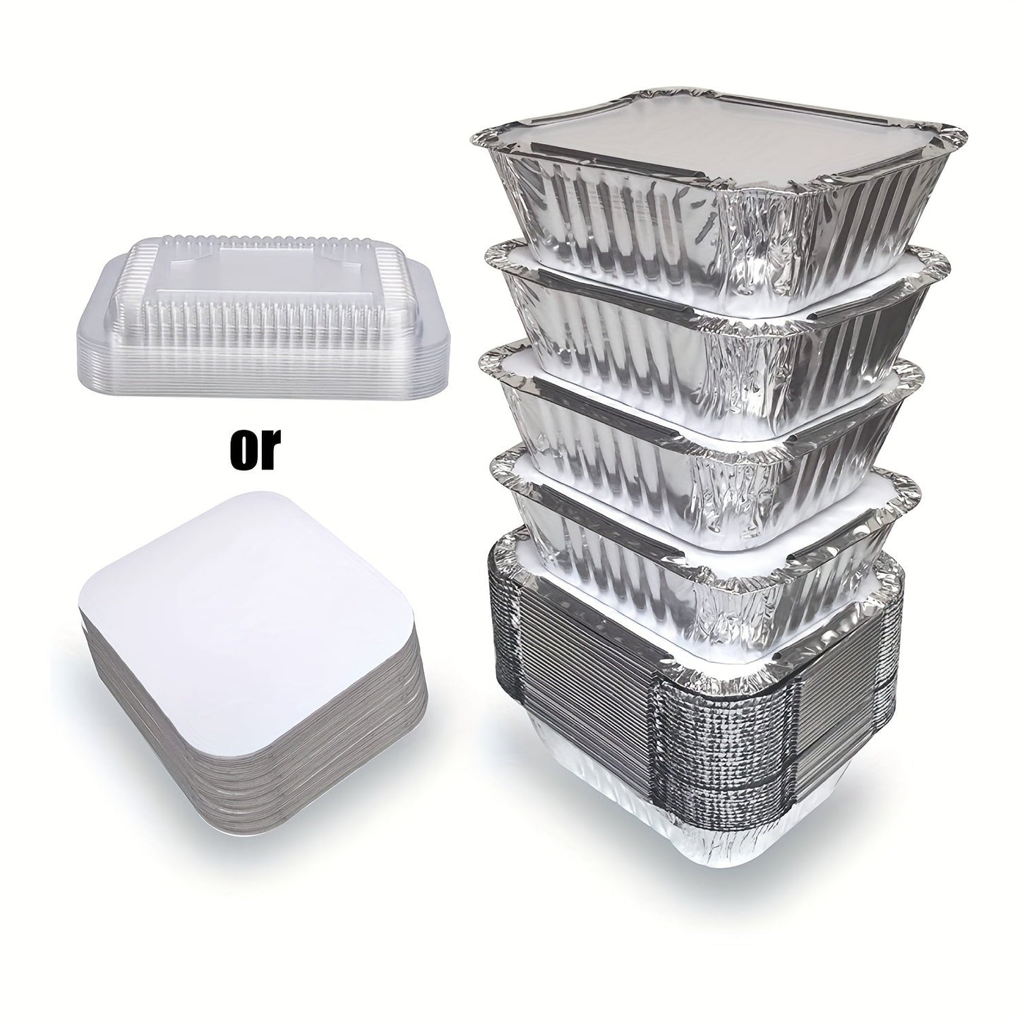 20 small aluminum foil pans with clear lids, each weighing 453.59g - Perfect for takeout, food storage, and freezer use. Disposable baking trays.