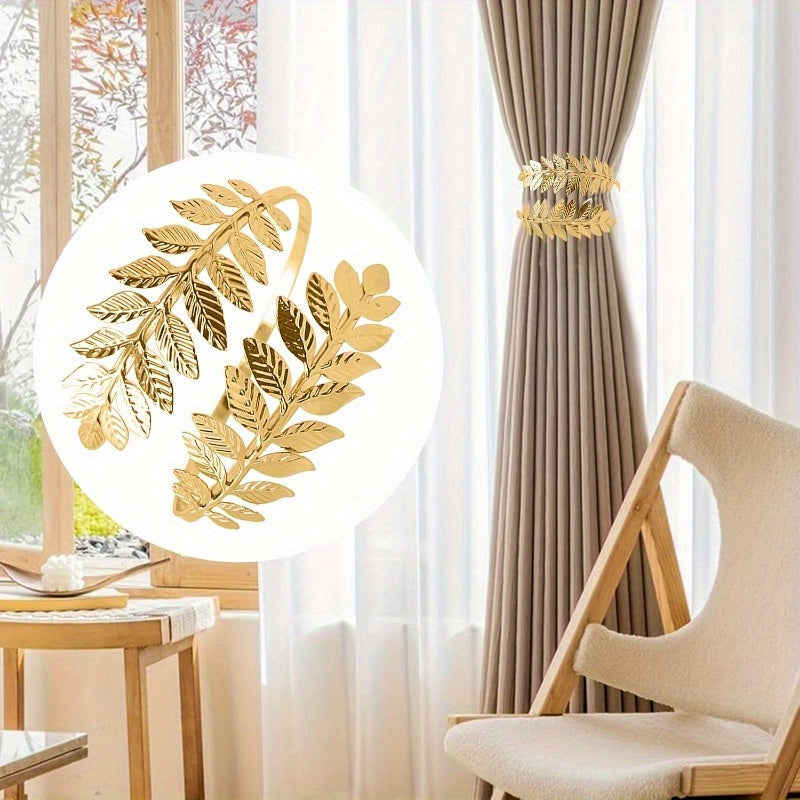 Add a touch of elegance to your living space with the Stunning Metal Leaf Curtain Clip Holder. This decorative curtain strap is perfect for adding a stylish finishing touch to your living room, bedroom, or office decor.