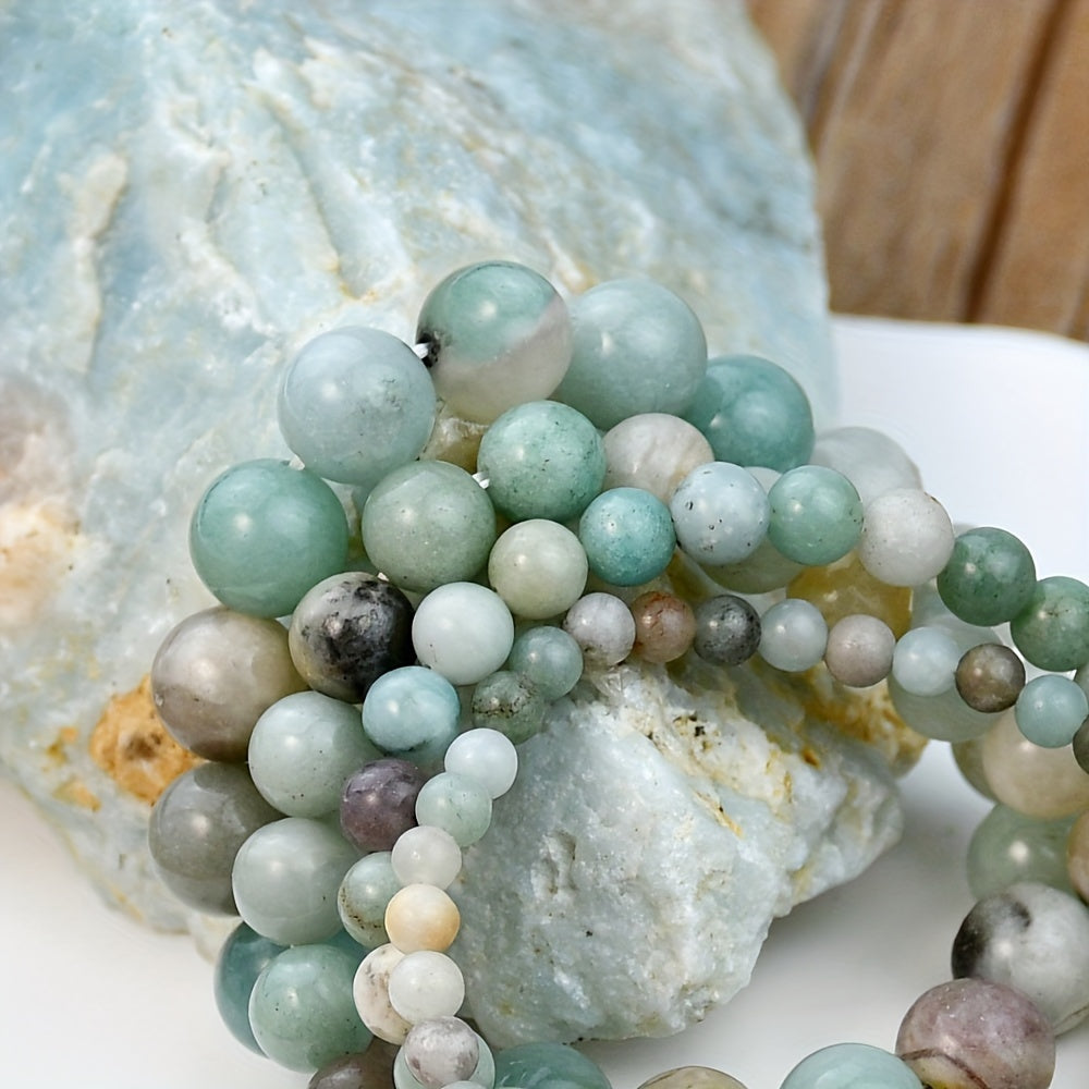 Set of 4 Bracelets made with Natural Amazonite Beads, Perfect for Boho Vacation Style, Ideal for May Birthdays, Unplated, Great for Everyday and St. Patrick's Day Wear