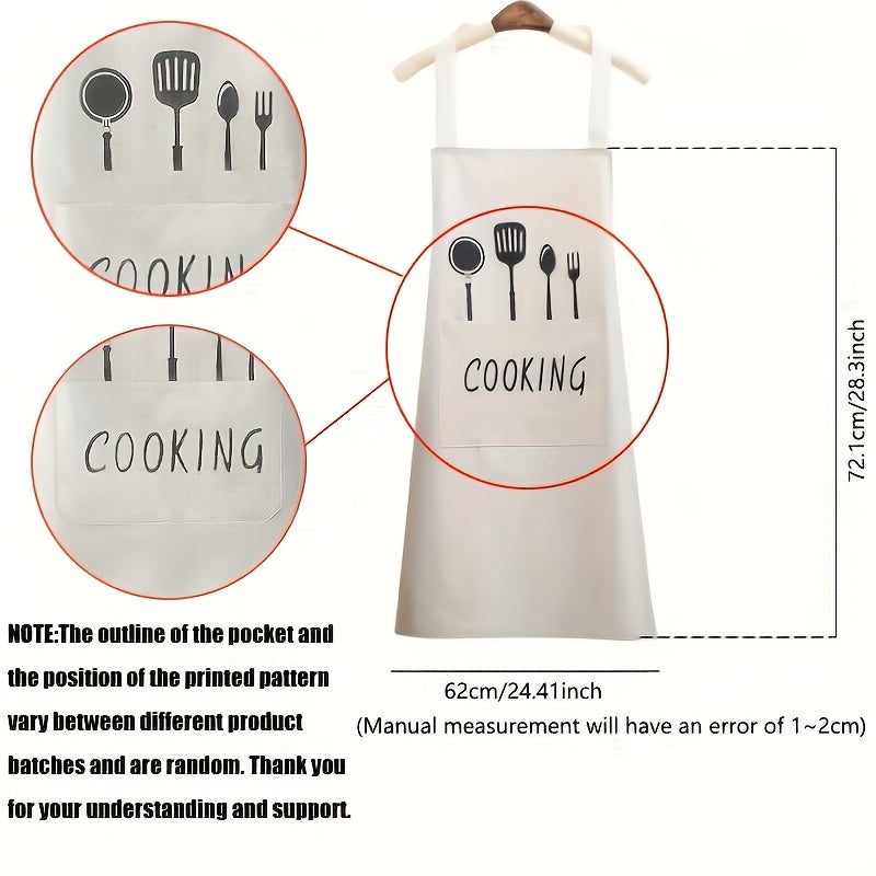 Sturdy polyester apron with pockets, wipeable for both men and women - ideal for kitchen and restaurant.