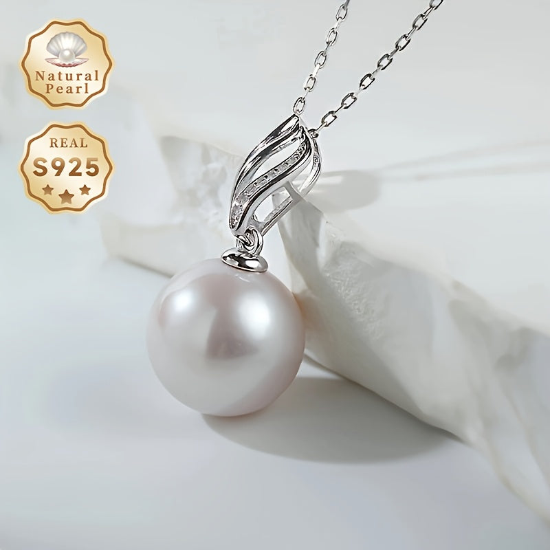 Stay elegant and fresh with the MUFAN freshwater pearl pendant necklace designed for women. Featuring a large 13-14mm natural lustrous pearl with zirconia inlay, this necklace is made of S925 sterling silver. Perfect for June birthdays, this necklace is