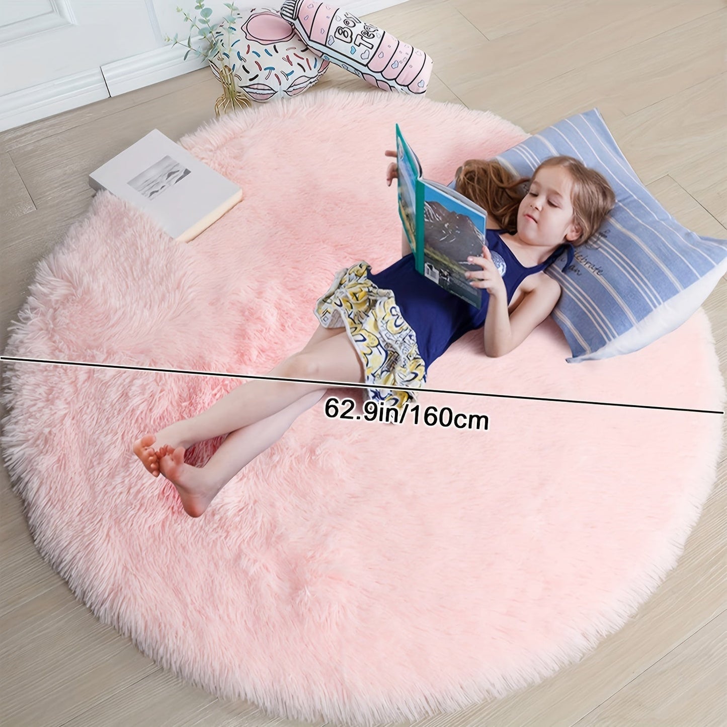 Round Large Ultra Soft Plush Rug - Non-slip and Waterproof Shaggy Throw Rug for Living Room, Bedroom, Nursery, Game Room, and Dormitory. Perfect Teenage Room Decoration - Room Decor (10.16cmX10.16cm)