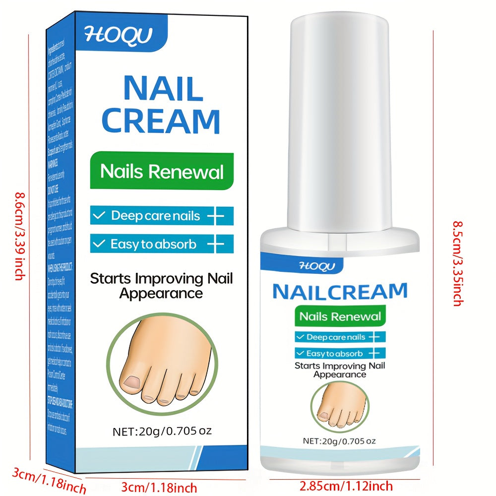 HOQU Nail Renewal Cream: Strong formula for discolored, thick, yellowed nails, Alcohol-free, revitalizes, strengthens, and prevents reinfection.