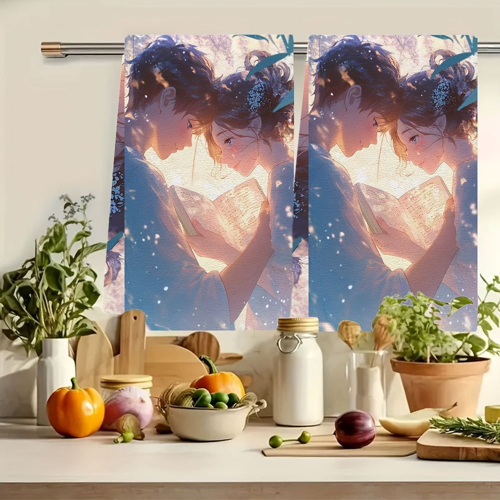 This set includes 2 incredibly soft kitchen towels, designed to share in the creation of our love story. These highly absorbent dish towels are ideal for holiday decorating, and can be easily cleaned in the washing machine. Each towel measures