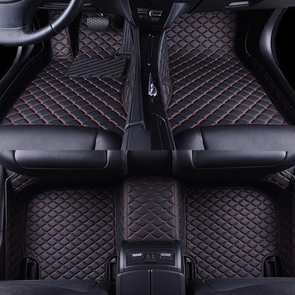 Ford Focus 2006-2011 Premium PU Leather Car Floor Mats with Quilted Diamond Pattern, Left-Hand Drive, Black Interior Protection. Stylish and Durable Car Decor Accessory.