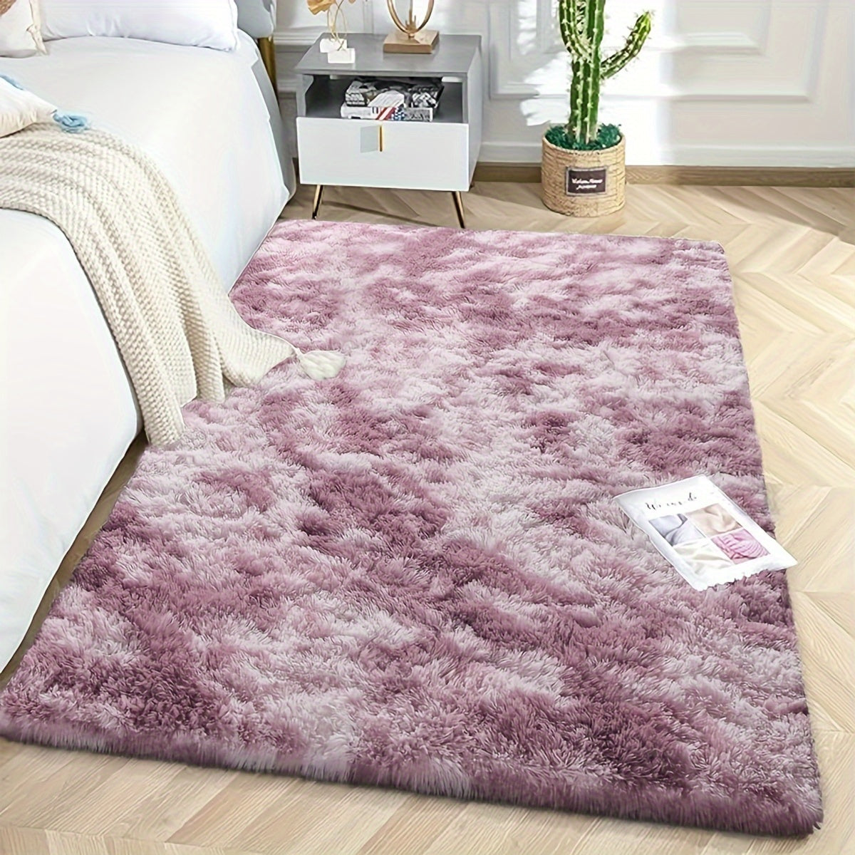 Soft, fluffy shag area rug perfect for living room or bedroom decor. This non-slip machine washable carpet adds luxury and coziness to any space.