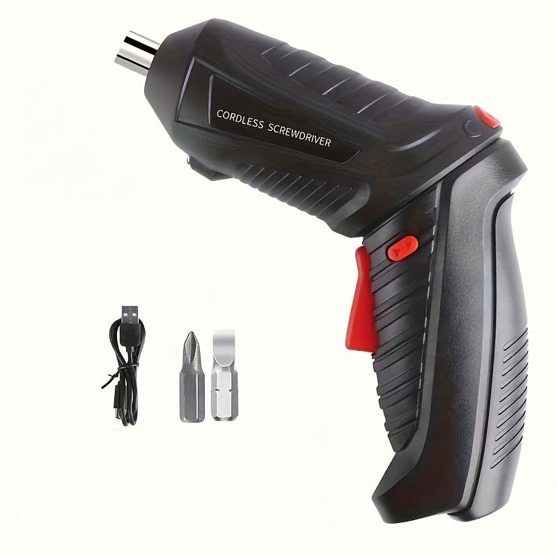 1pc Cordless Electric Screwdriver Set with adjustable form, high torque, long-lasting 1300mAh rechargeable lithium battery, and various accessories. Perfect for DIY enthusiasts and