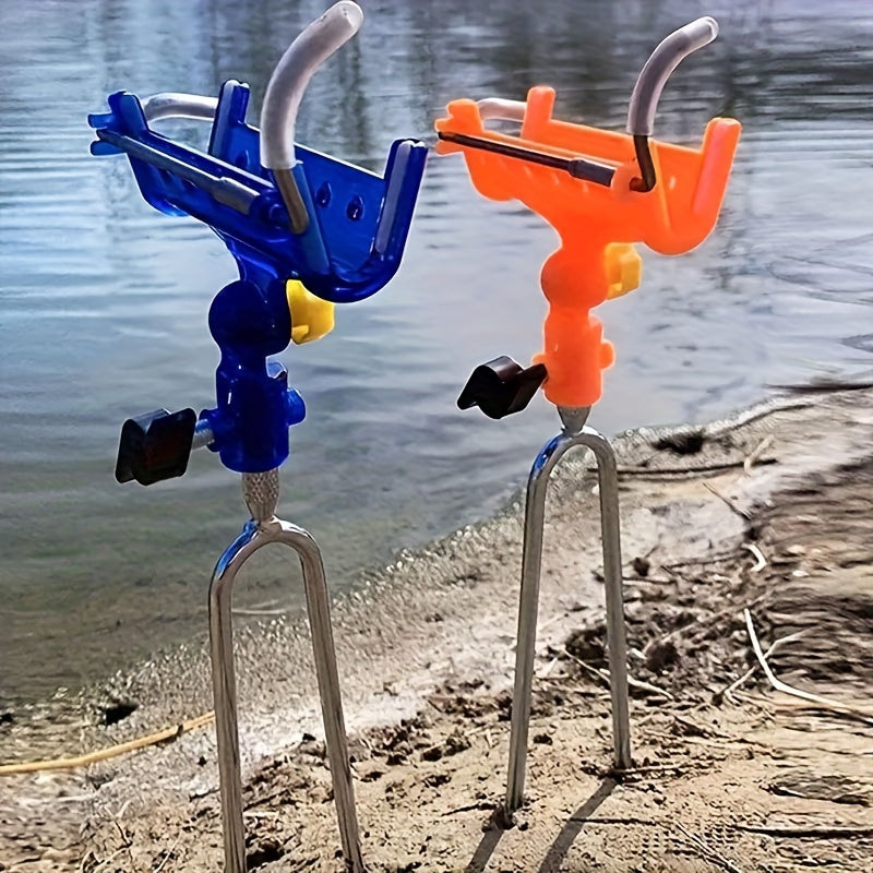 Adjustable, anti-corrosion bank fishing rod holder.