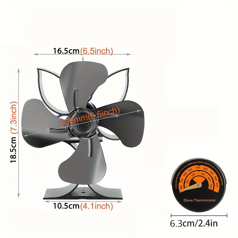 One or two pieces of a four-blade wood stove fan, designed for distributing heat from wood, gas, or log burner stoves. This heat-driven wall fan is a cozy home heating accessory for autumn and winter. It does not require electricity and includes a