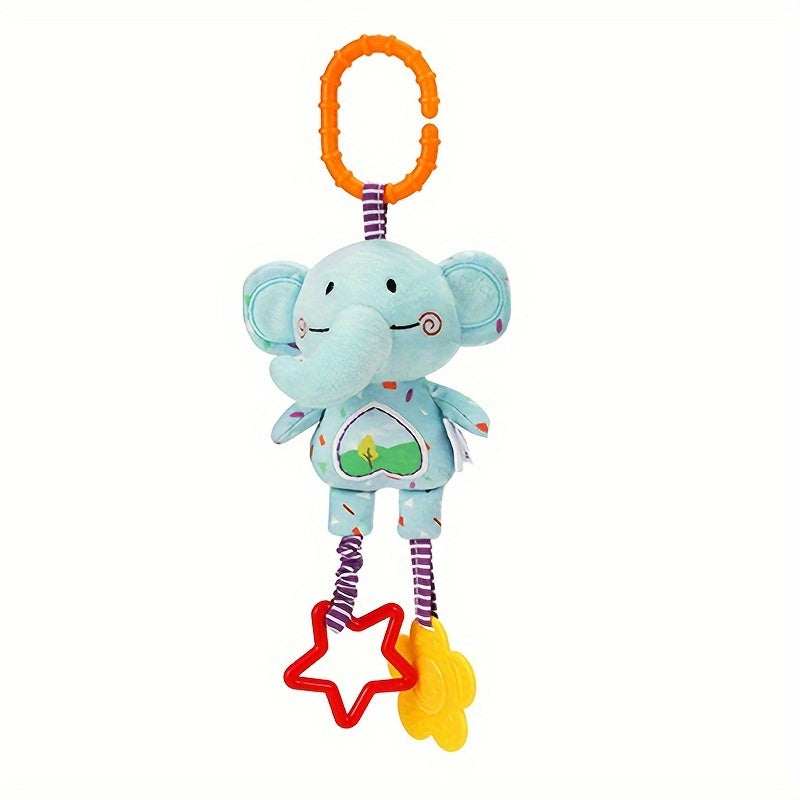 Plush Animal Baby Grip Toy Set - includes Lion, Frog, Elephant, and Fawn Toys with Wind Chime and Hanging Pendant for Crib, Suitable for Babies 0-3 Years - Educational Rattles, Perfect for Christmas, Thanksgiving, Halloween, and Easter Gifts.